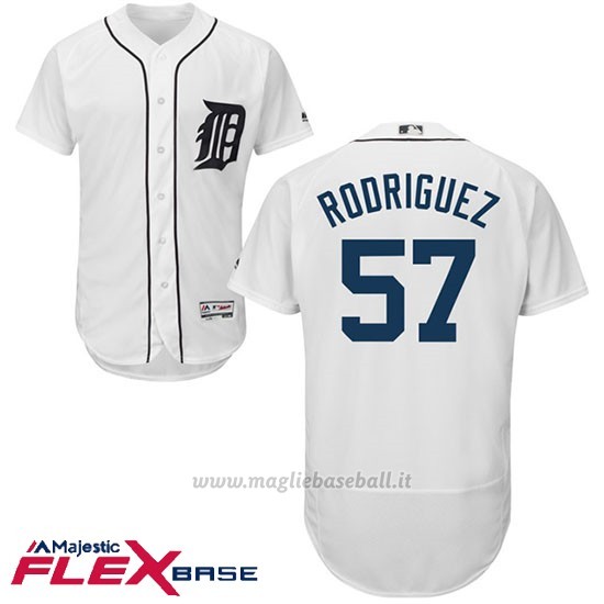 Maglia Baseball Uomo Detroit Tigers 57 Francisco Rodriguez Bianco Flex Base